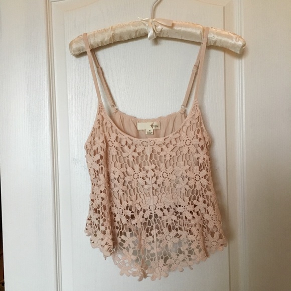 Crocheted festival crop tank top beige size medium - Picture 6 of 8